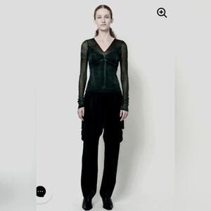 Raquel Allegra BLACK Long Sleeve Рoppy Top Blouse NWOT